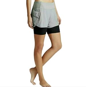 athleta ready set go 2 in 1 running shorts slate gray Small EUC